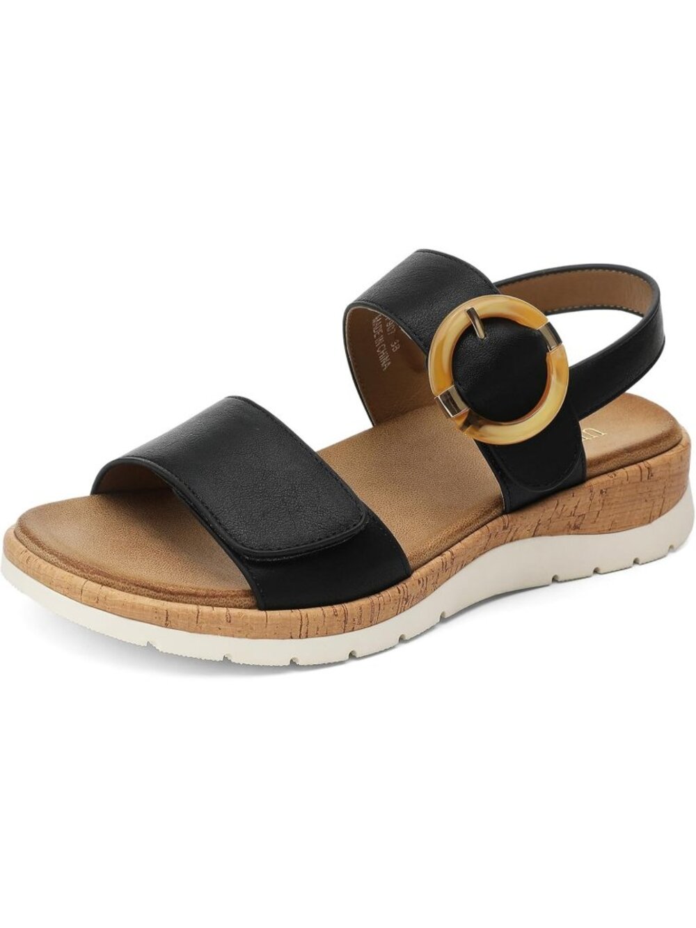 Women's Black Summer Open Toe Adjustable Ankle Straps Comfortable Sandals
